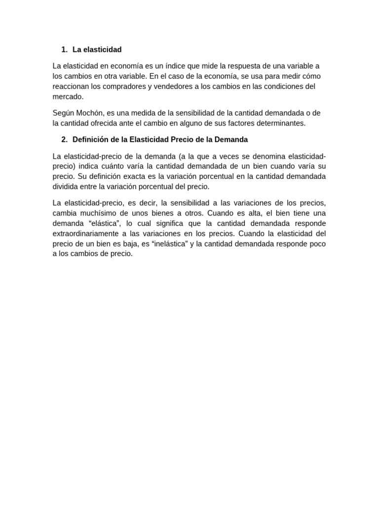 Elasticidad Precio de la Demanda Explicada | PDF