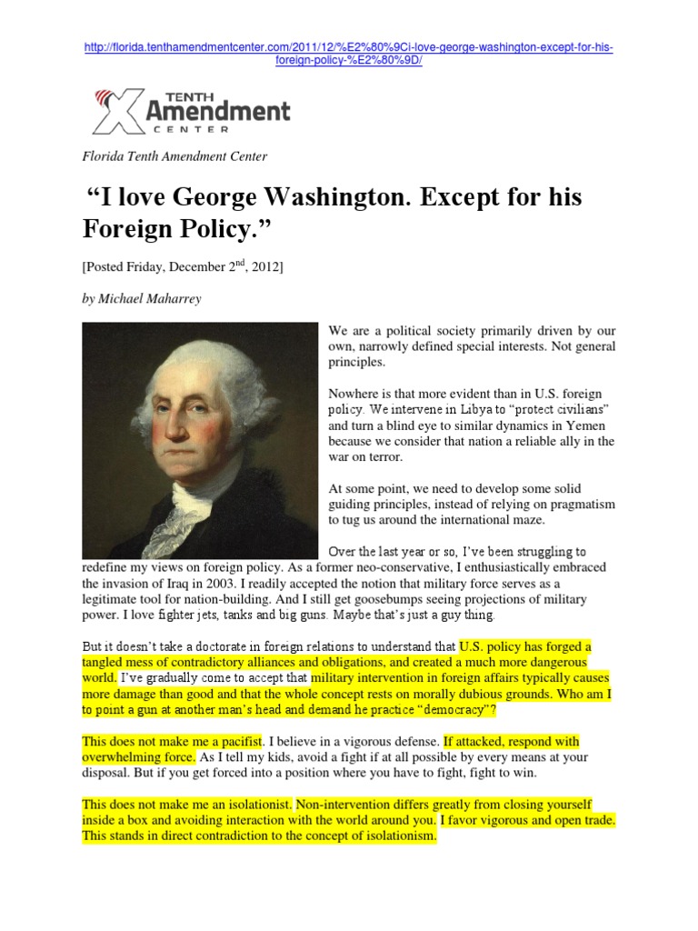 ''I Love George Washington. Except For His Foreign Policy'' - Michael ...