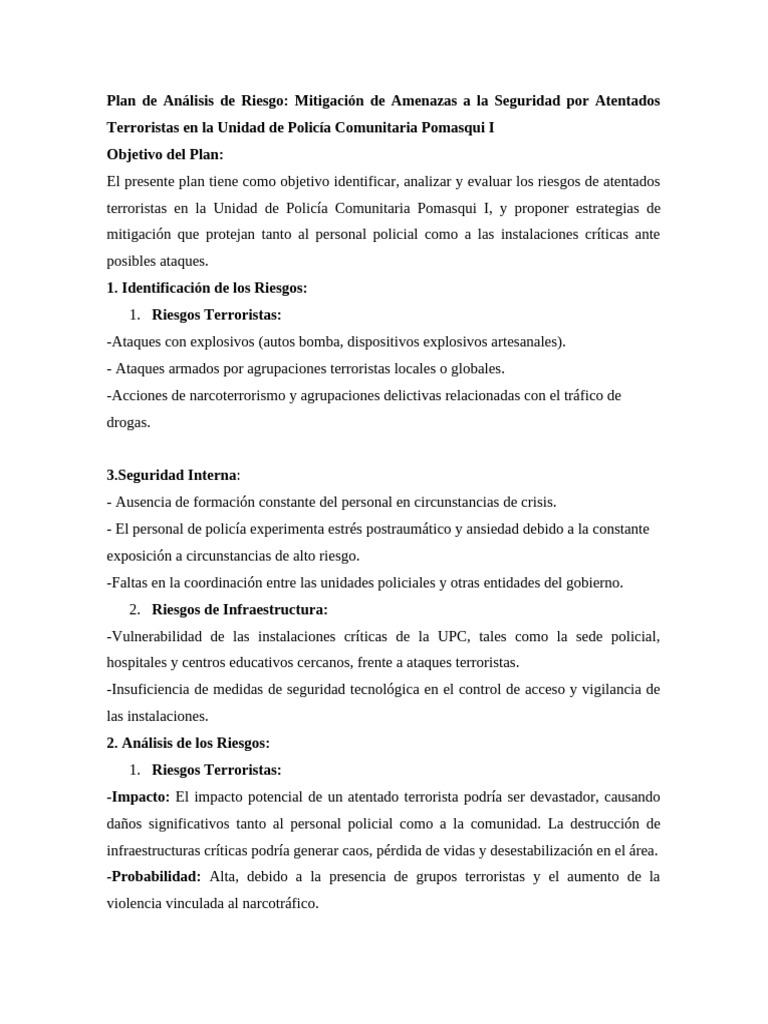Análisis de Riesgo en Seguridad Policial | PDF | Policía | Valores