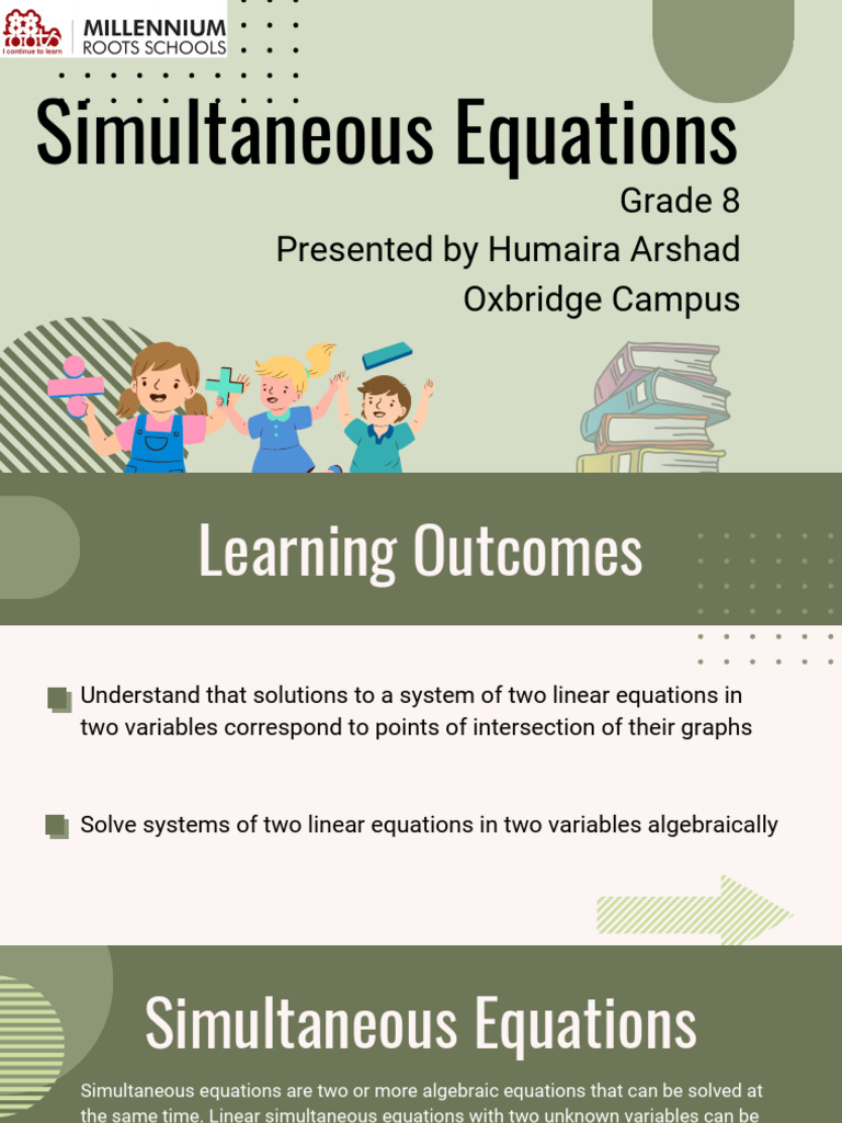 Grade 8 Simultaneous Equations Guide | PDF | Equations | System Of ...