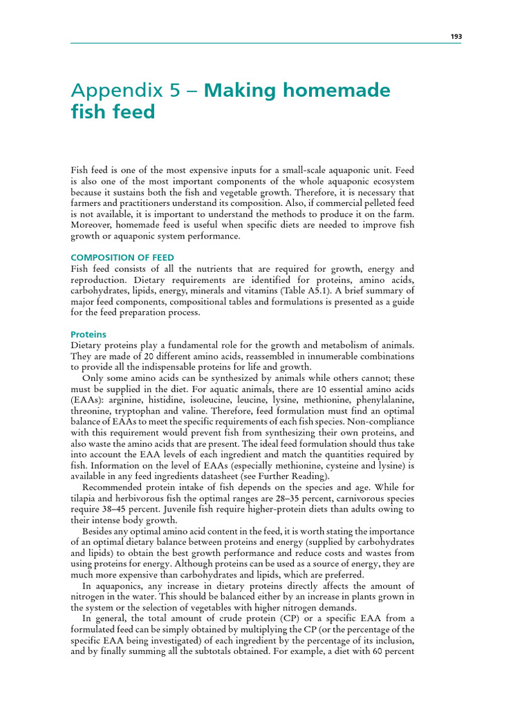 Homemade Fish Feed Formulation Guide | PDF | Flour | Animal Feed