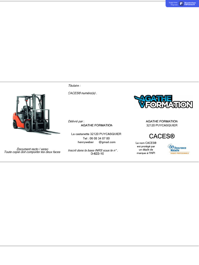 Certificat CACES® R489 - PUYCASQUIER | PDF