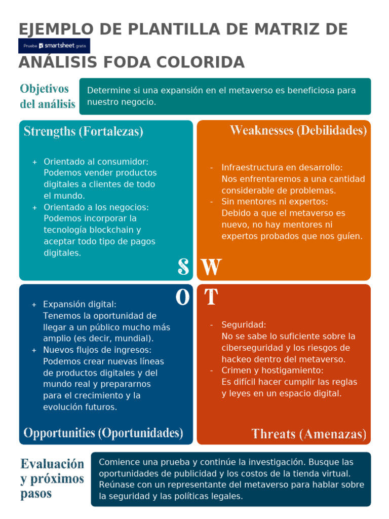 IC Sample Colorful SWOT Matrix 11542 - WORD - ES | PDF | Análisis FODA