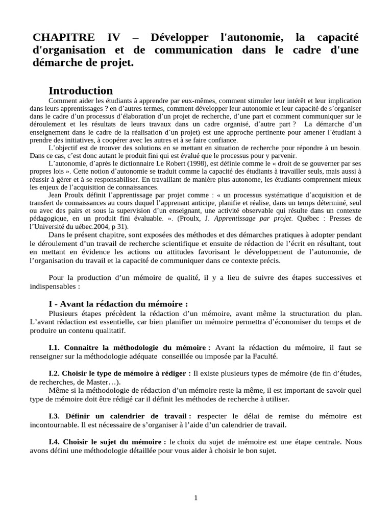 Développer l'autonomie en projet académique | PDF | Pédagogie de projet ...