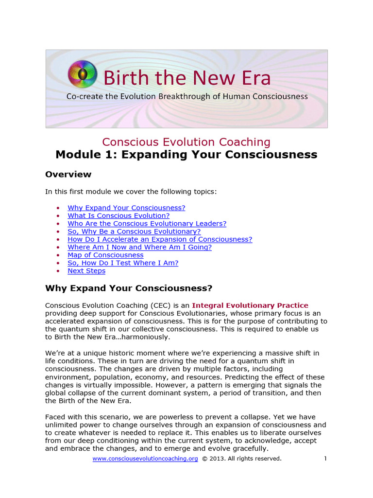 Conscious Evolution Coaching Module 1 | PDF | Consciousness