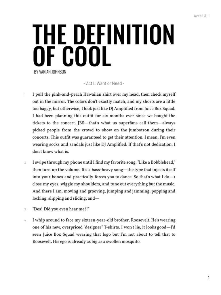 Landon Johnson - The Definition of Cool - by Varian Johnson - Acts I ...
