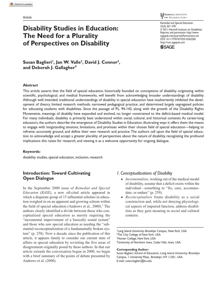 Plural Perspectives on Disability Education | PDF | Disability | Learning