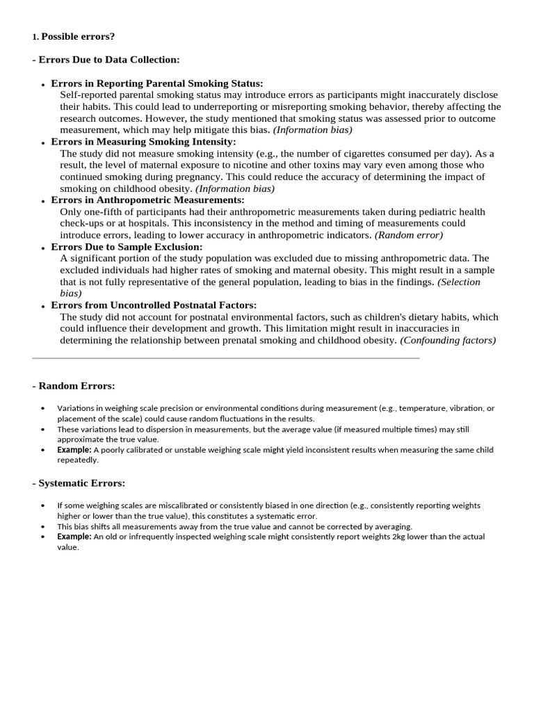 Analyzing Errors in Smoking Research | PDF | Observational Error ...