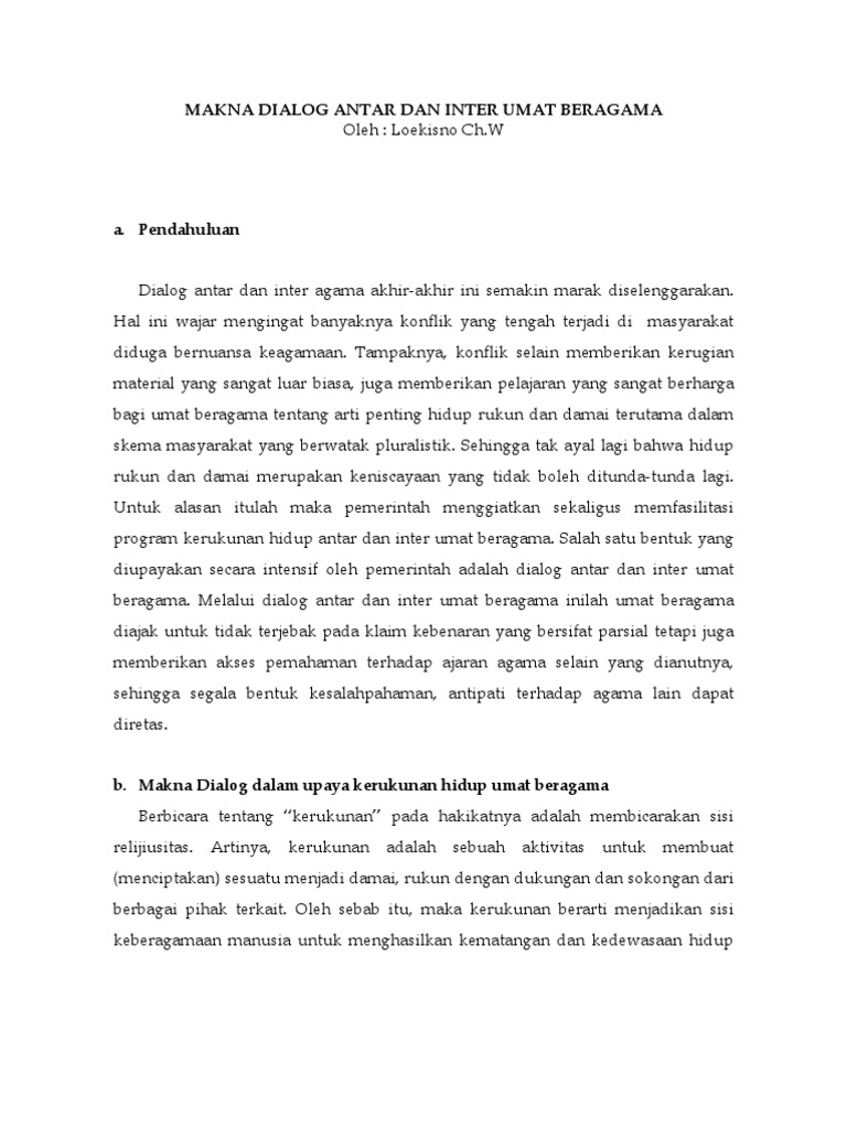 Makna Dialog Antar Umat Beragama Pdf
