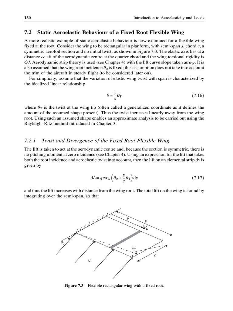 Static Aeroelasticity of Fixed Root Wings | PDF | Lift (Force) | Aircraft