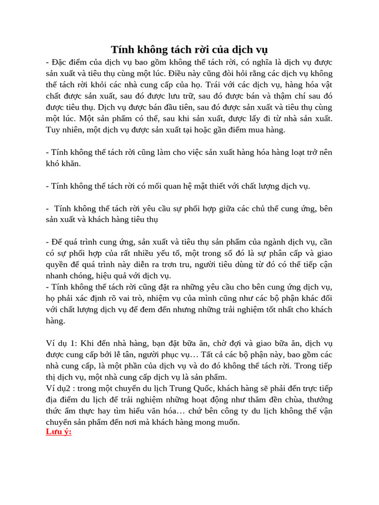 Tính không tách rời của dịch vụ | PDF