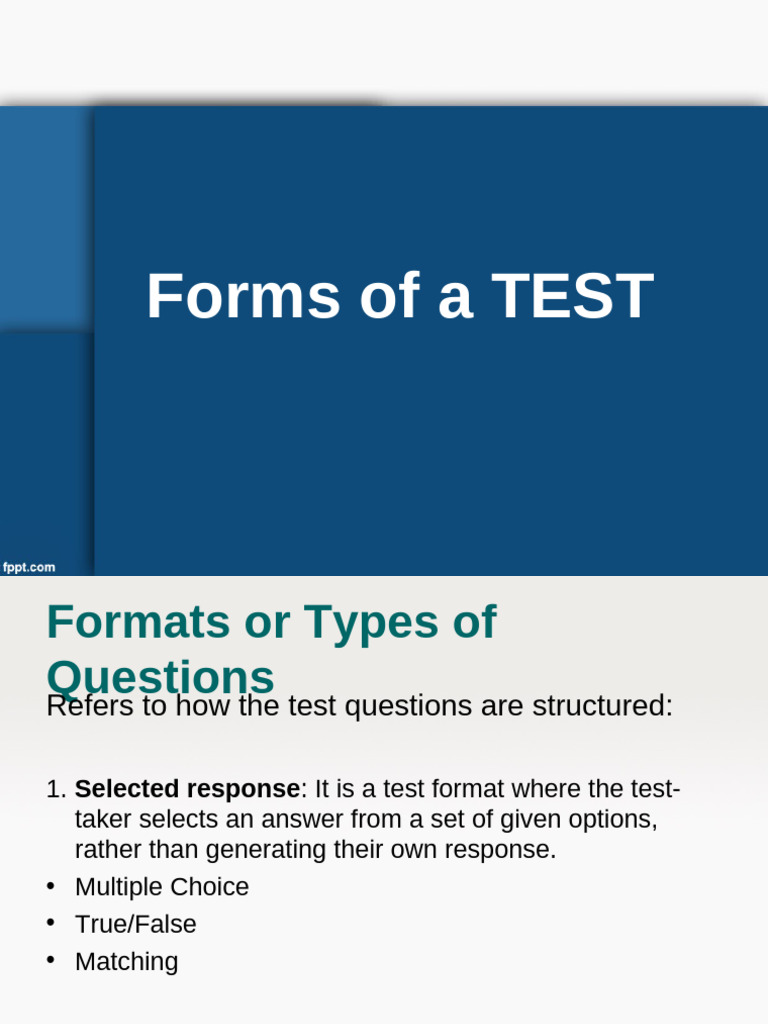 Types of Test Questions Explained | PDF | Multiple Choice | Educational ...