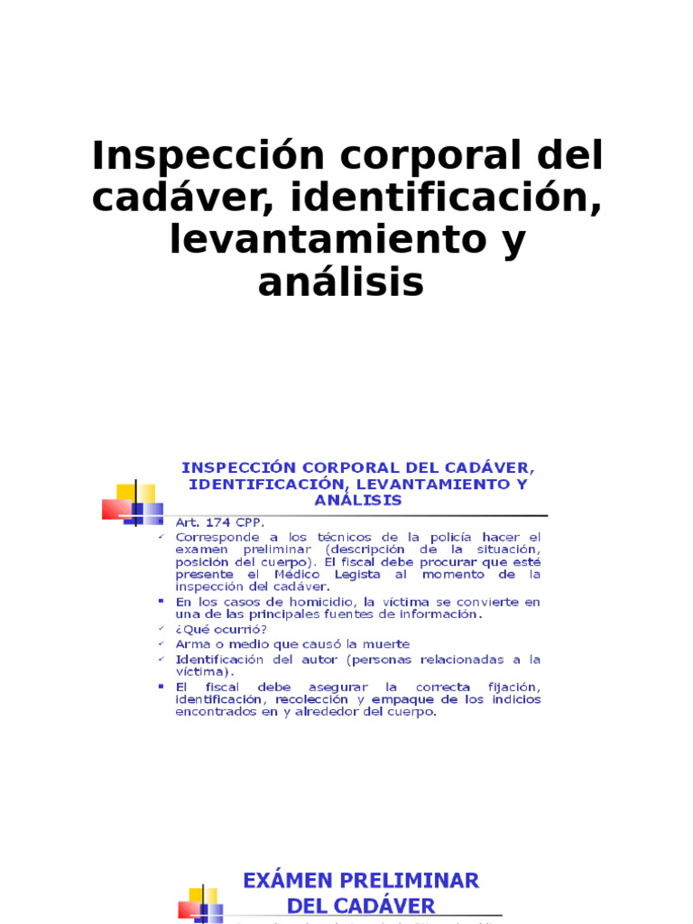 Inspección Corporal Del Cadáver, Identificación, Levantamiento | PDF