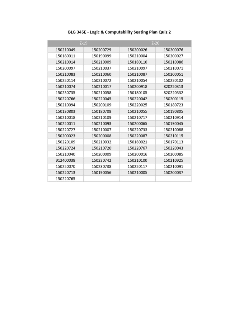 Seating Plan Q 2 | PDF