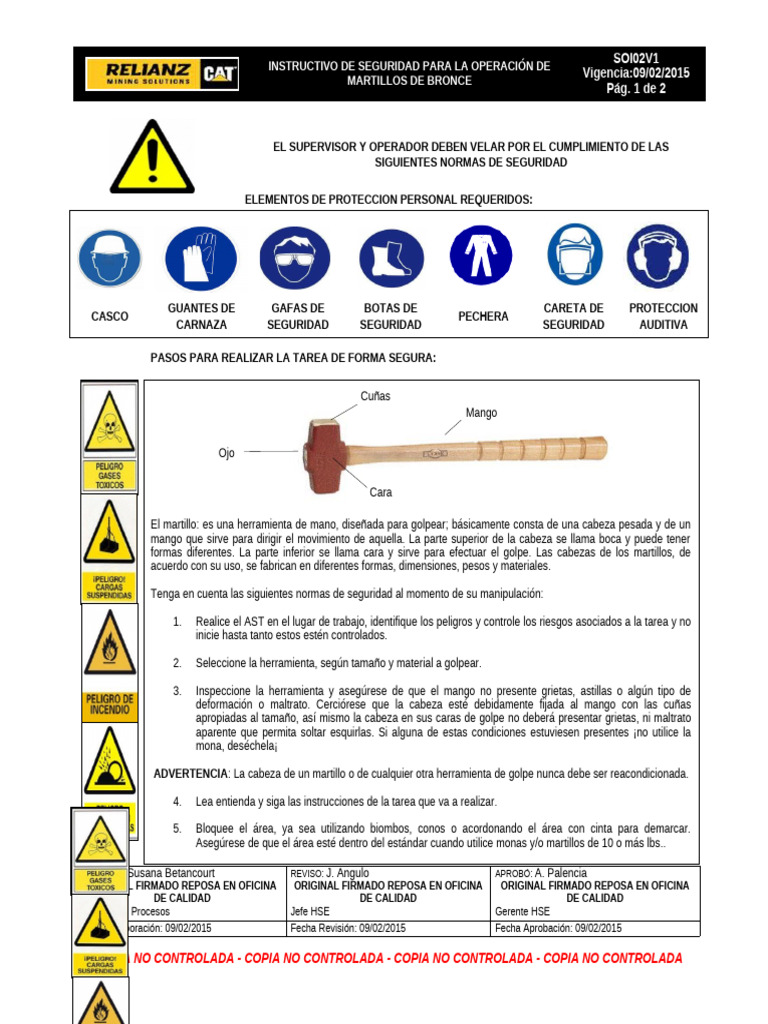 Seguridad En Martillos De Bronce PDF Martillo
