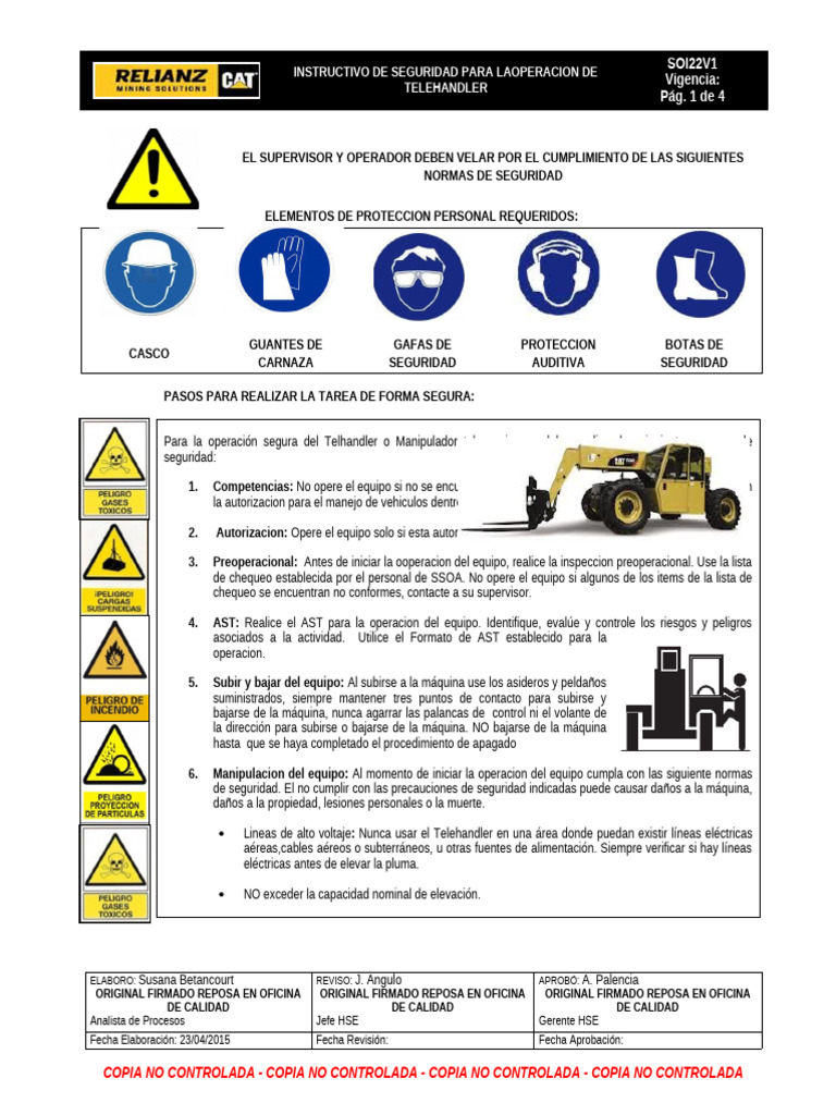 Seguridad en Operación de Telehandler | PDF | Vehículos