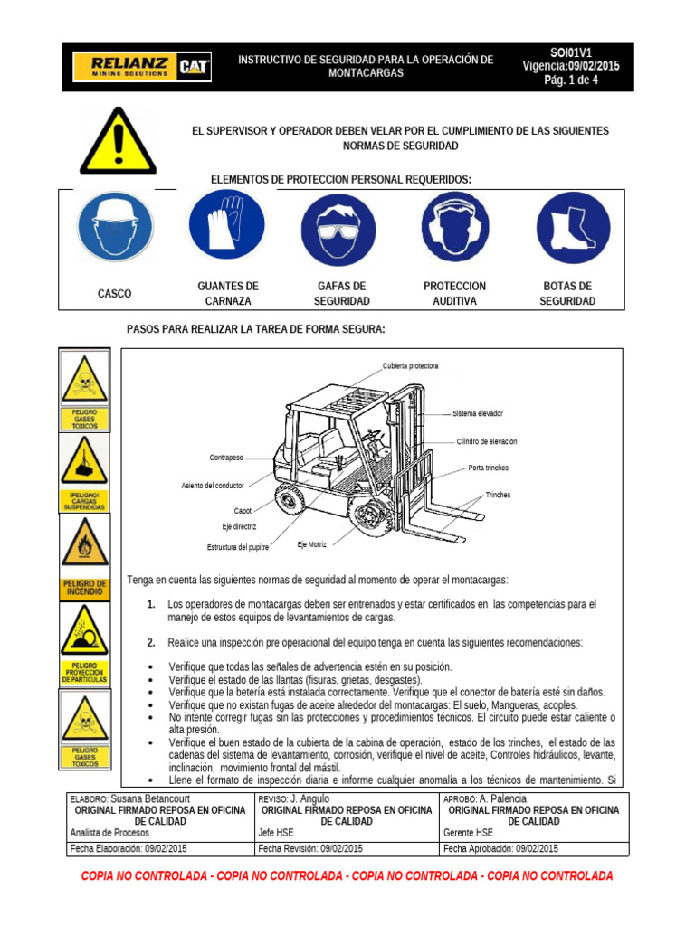Seguridad en la Operación de Montacargas | PDF | Máquina elevadora ...