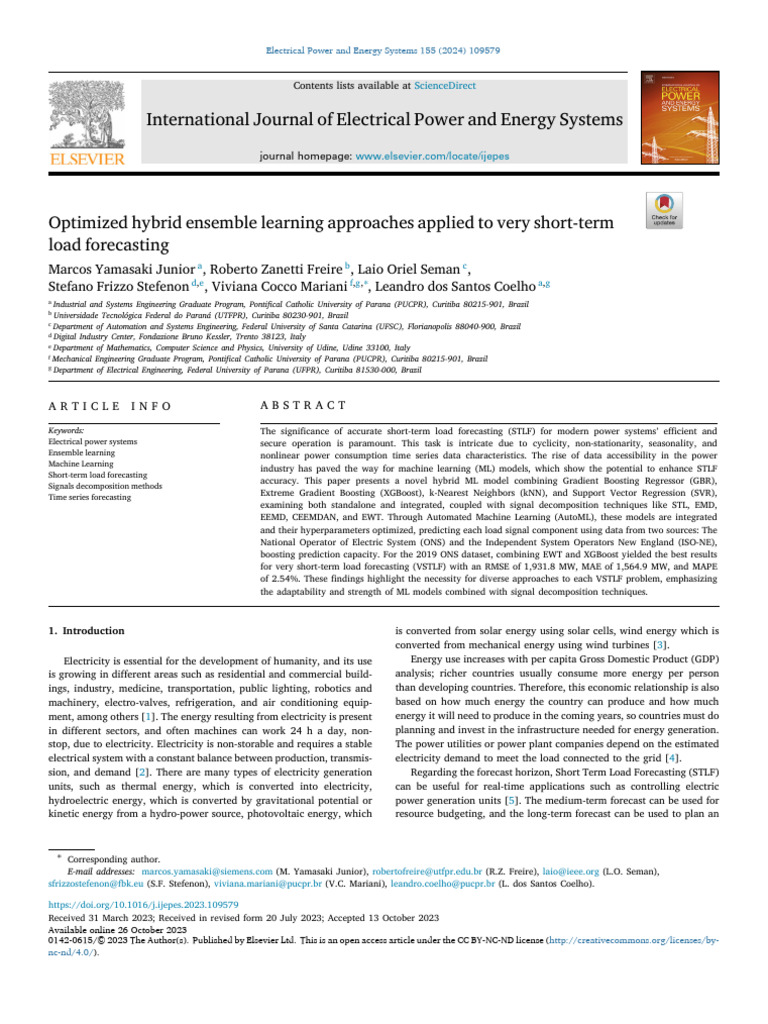 Optimized Hybrid Ensemble Learning Approaches Applied To Very Short ...