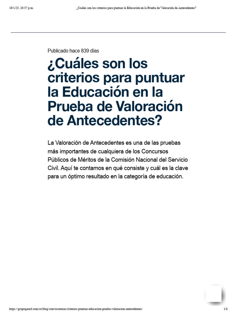 Criterios para Puntuar Educación en CNSC | PDF | Aprendizaje