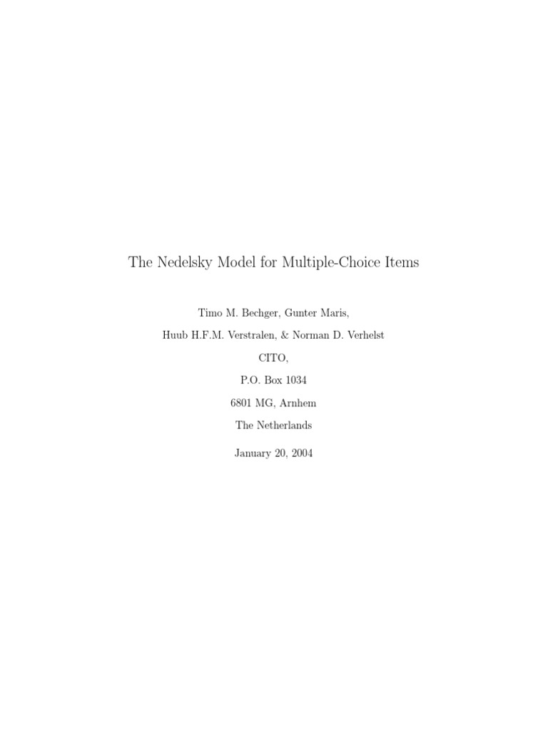 The Nedelsky Model For Multiple-Choice Items | PDF | Multiple Choice ...