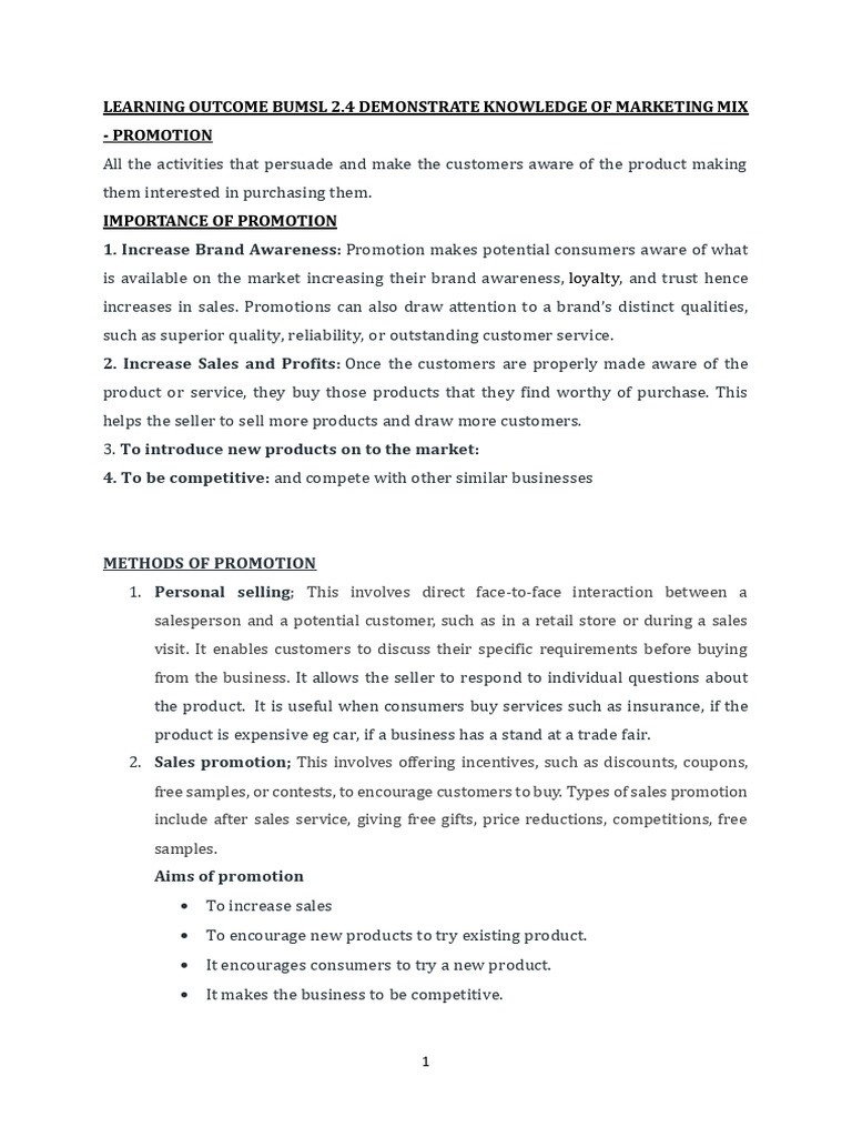 Marketing Mix - Promotion New | PDF | Sales | Advertising