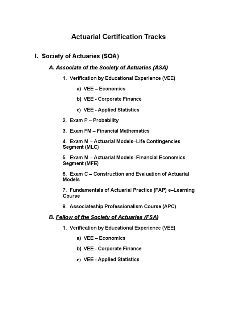 Actuarial Certification Tracks | Actuarial Science | Enterprise Risk ...