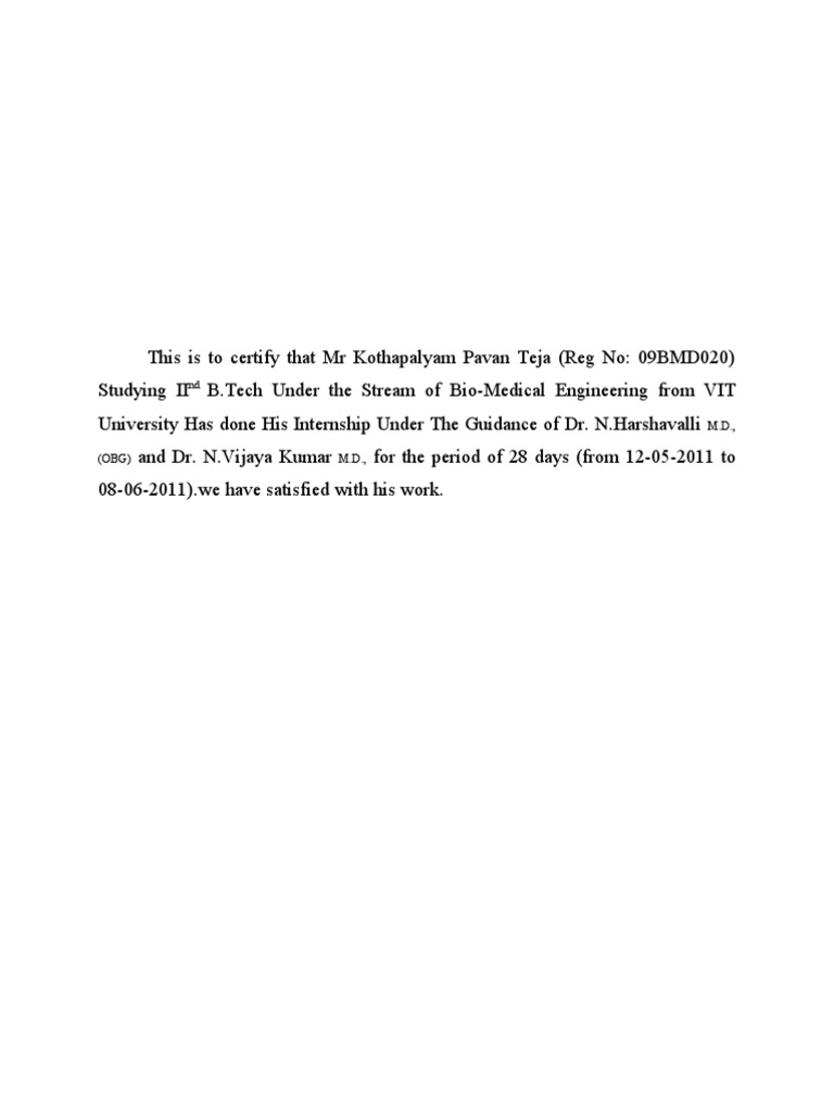 Internship Certification for B.Tech Students | PDF