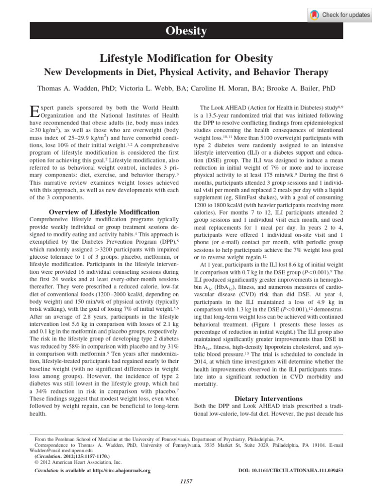 Lifestyle Changes for Obesity Management | PDF | Dieting | Low ...