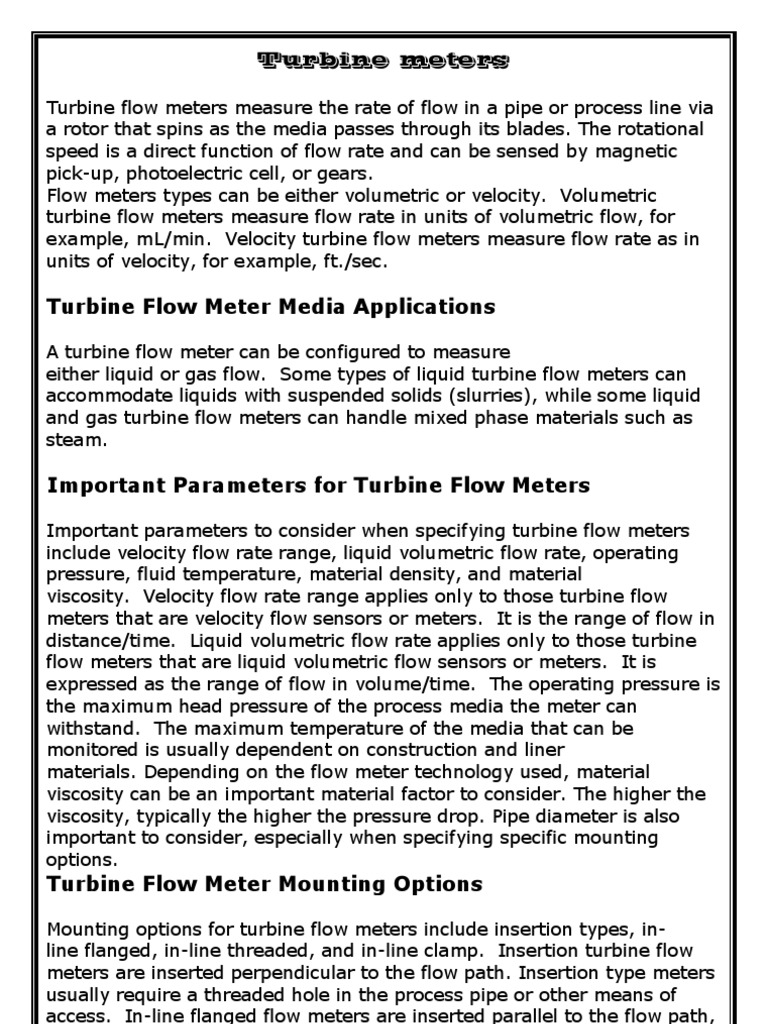 Turbine Meter | PDF | Flow Measurement | Turbine
