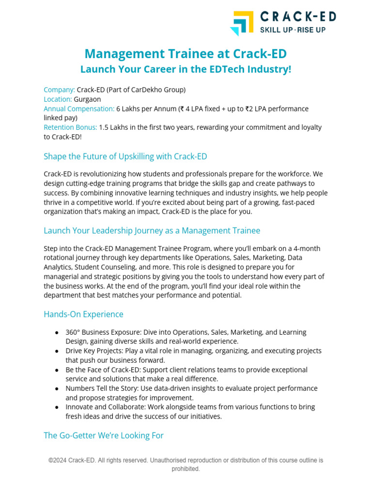 Management Trainee Program at Crack-ED | PDF | Employee Retention ...
