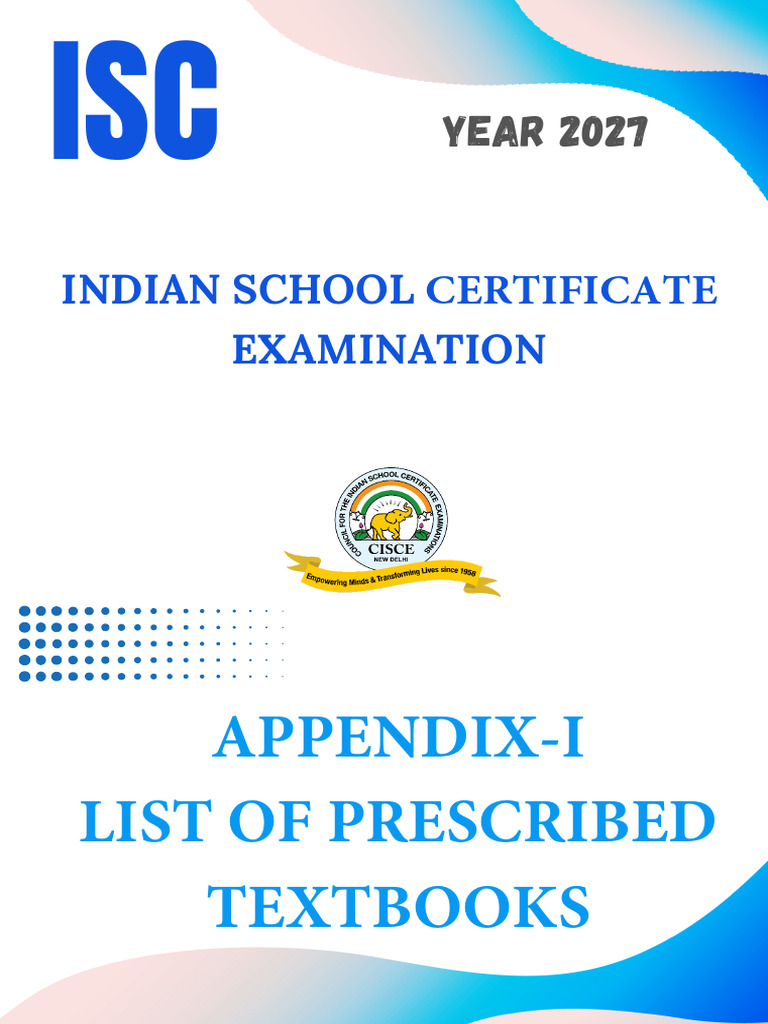 ISC Appendix I List of Prescribed Textbooks | PDF