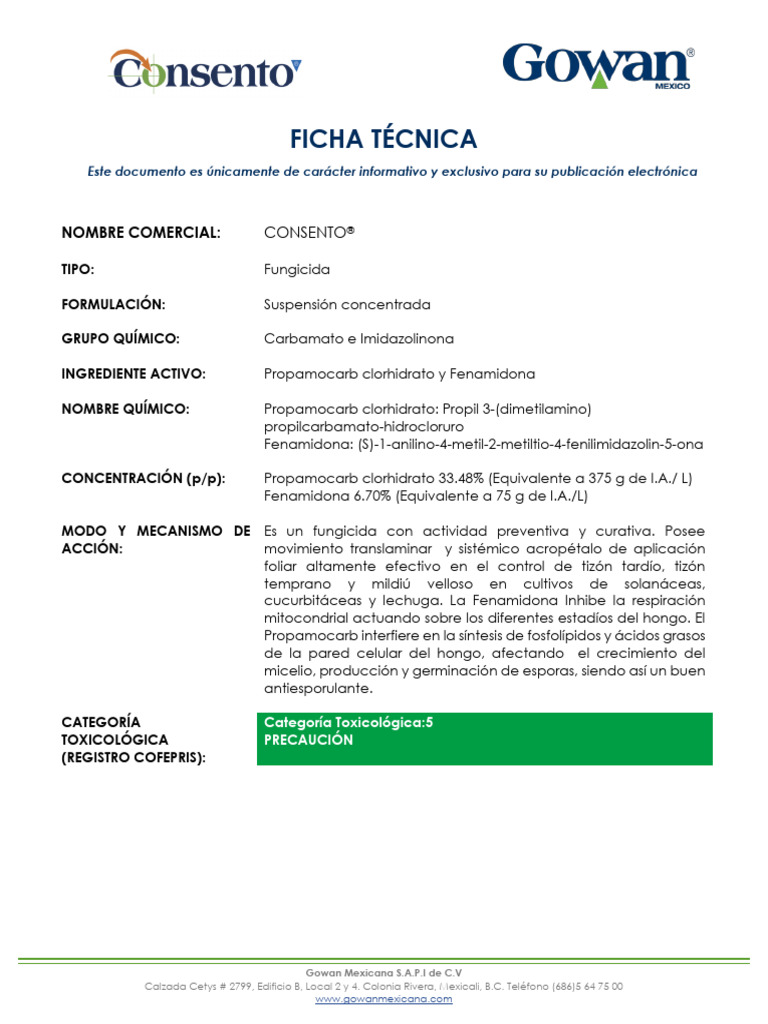Ficha Técnica - Consento | PDF