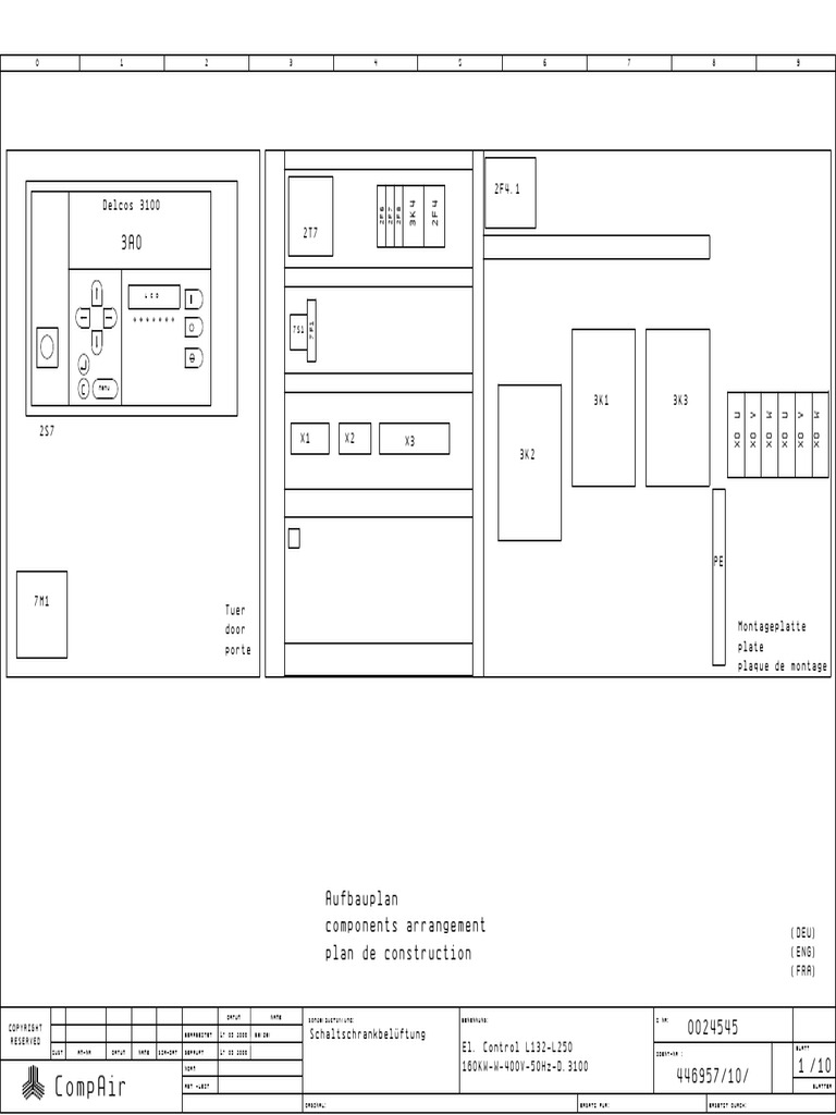 Compair Compressor L160 Control Drawing #0024545 | PDF