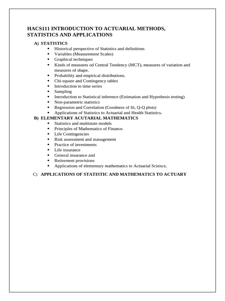 Introduction to Actuarial Methods | PDF