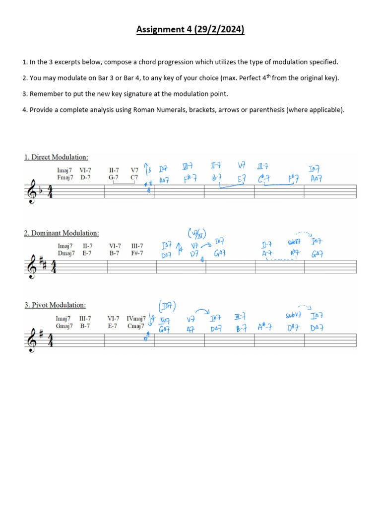 Chord Progression Modulation Assignment | PDF | Elements Of Music | Harmony