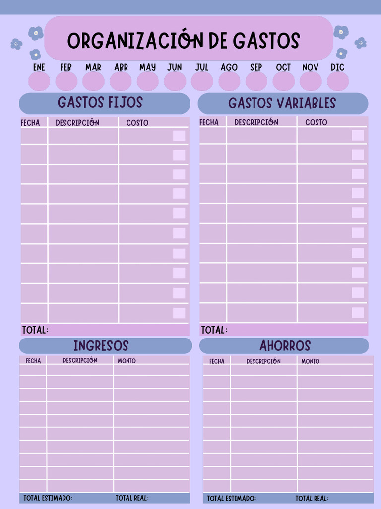 Planificador Mensual de Gastos | PDF