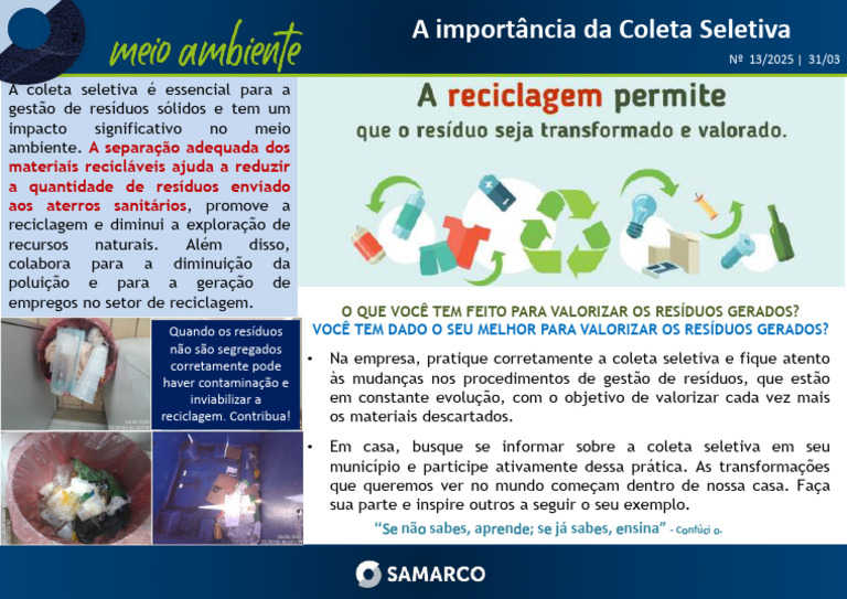 Importância da Coleta Seletiva | PDF