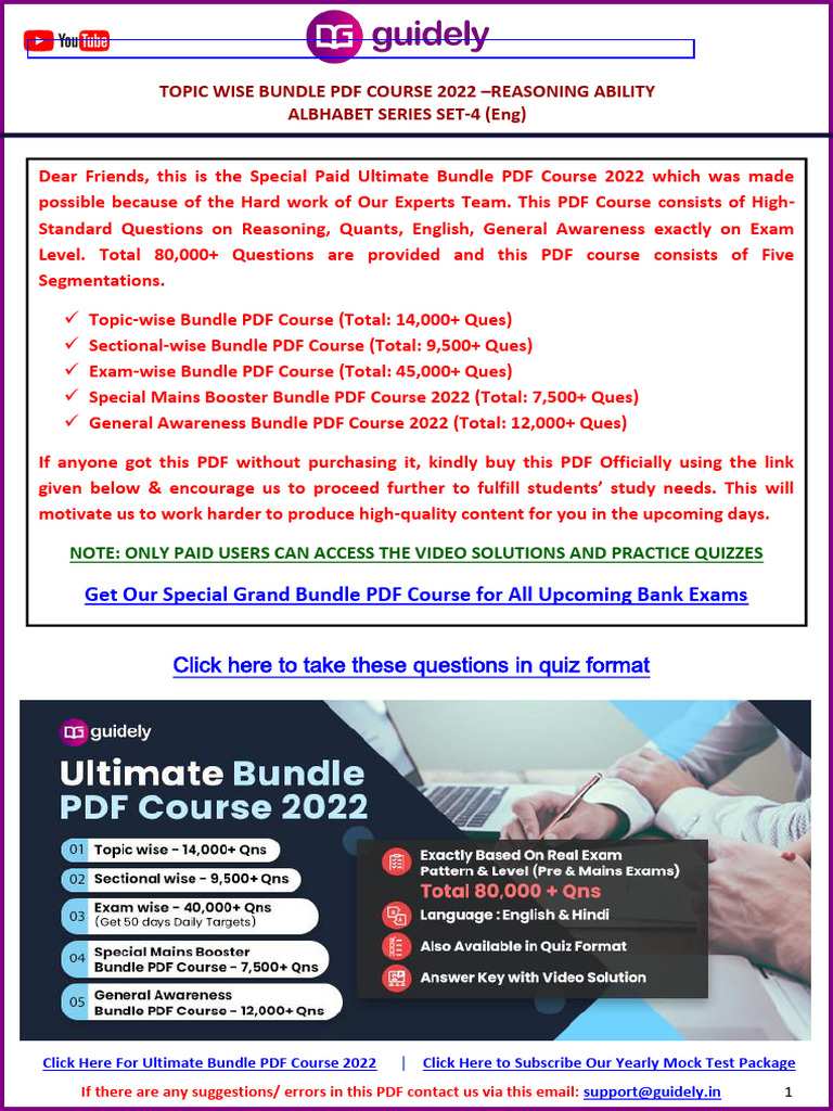 Reasoning Ability PDF Course 2022 | PDF | Alphabet | English Language