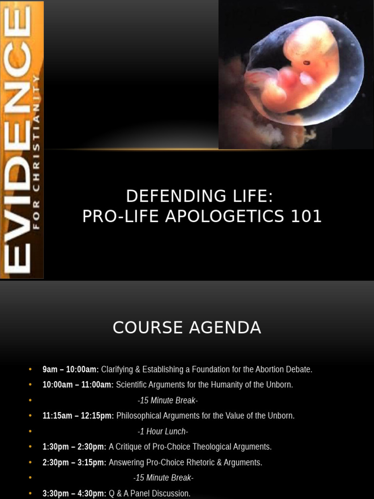 Pro-Life Apologetics Course Agenda | PDF | Abortion | Anti Abortion ...