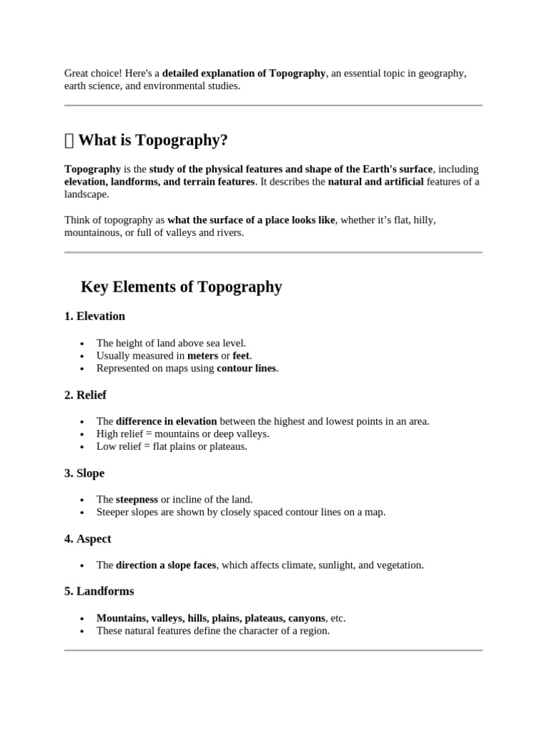 Understanding Topography and Its Elements | PDF | Topography | Mountains