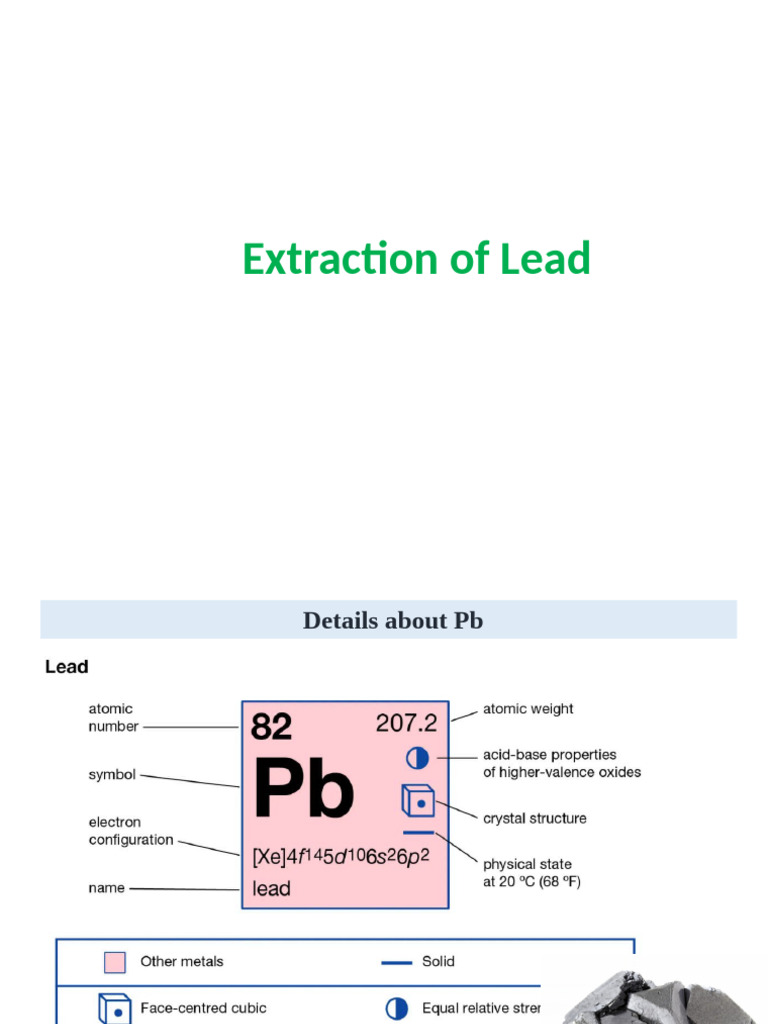Lead Extraction and Refining Process | PDF
