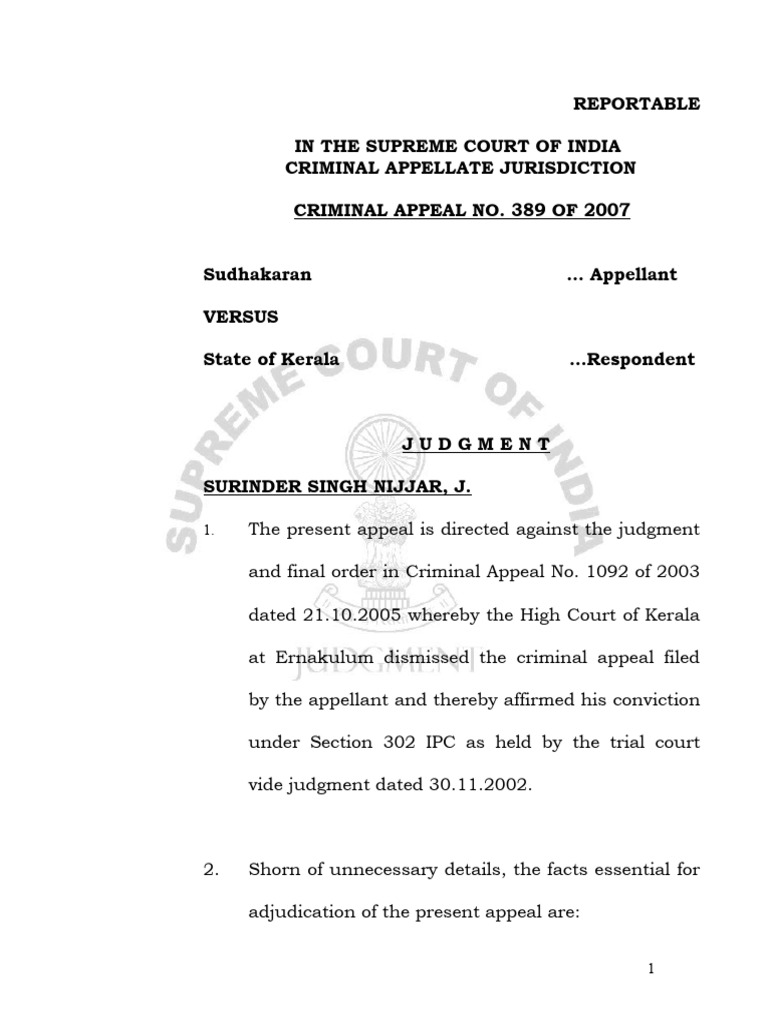 Supreme Court Ruling on Kerala Murder Case | PDF | Burden Of Proof (Law ...