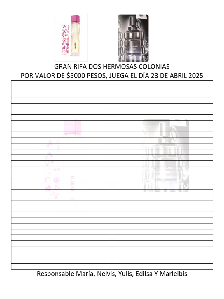 Gran Rifa 2025: Gana $5000 Pesos | PDF