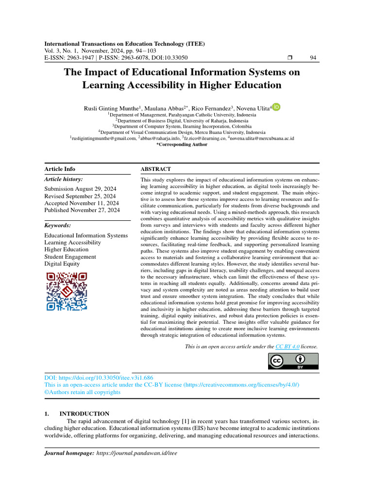 The Impact of Educational Information Systems On Learning Accessibility ...