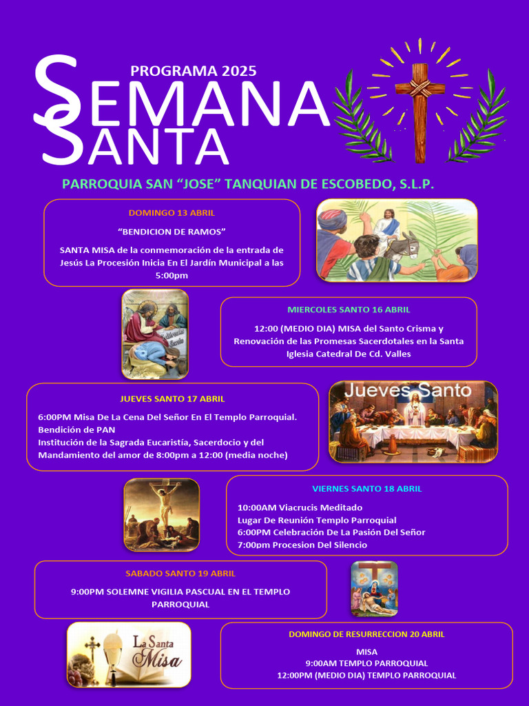 Programa Semana Santa 2025 - Parroquia San José | PDF