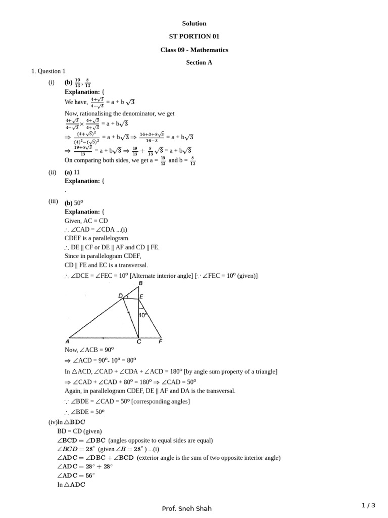 Solution 1967233 | PDF | Angle | Triangle Geometry