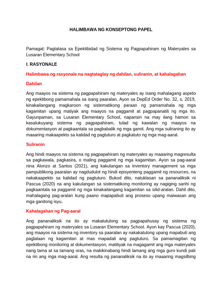 Halimbawa NG Konseptong Papel | PDF