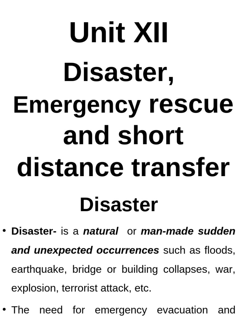 Disaster, Emergency Rescue and Short Distance Transfer | PDF | Emergency