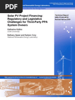 Solar PV Project Financing: Regulatory and Legislative Challenges For Third-Party PPA System Owners