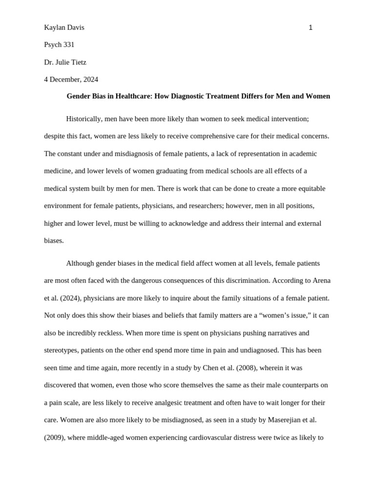 Gender Bias in Healthcare | PDF | Medical Error | Physician